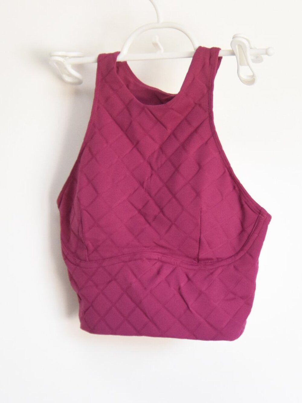 Lululemon Diamond Grid Swim Top Magenta Purple C/D Cup Longline Bikini Sz 2